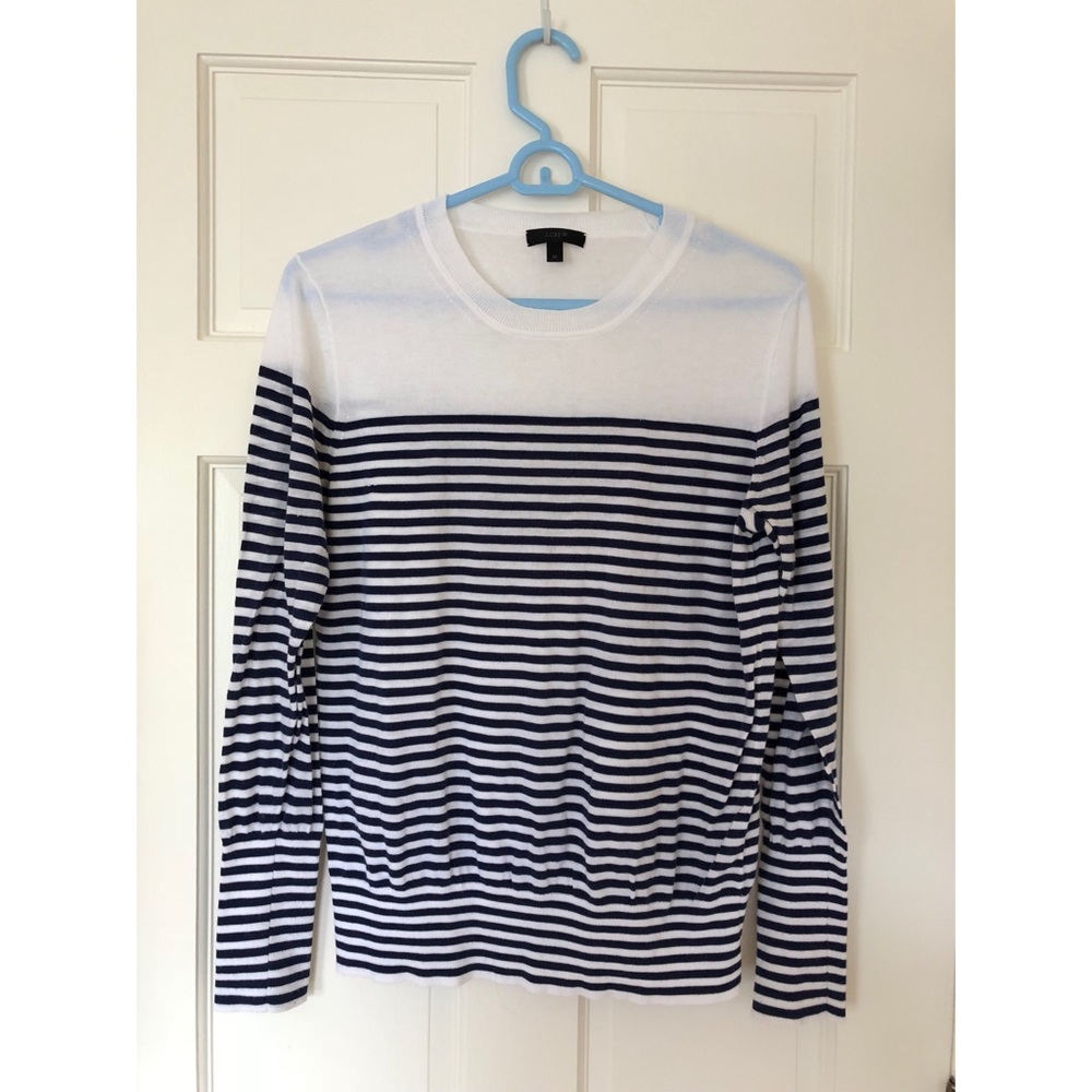 J. Crew navy blue and white striped sweater